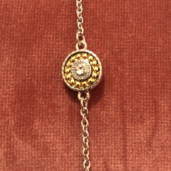 Silver chain necklace with gold and silver jewels - Picture 2 of 2